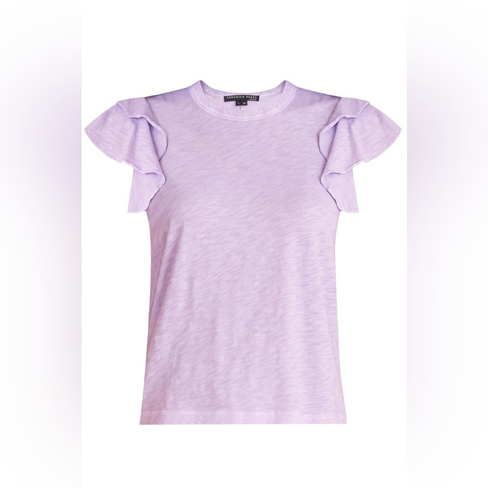 Veronica Beard Akeela ruffled pima cotton short sleeve flutter t-shirt Size XS - Picture 9 of 14